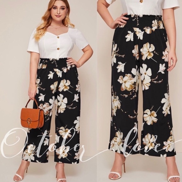 PLUS Size Floral Print Pants - Picture 1 of 4